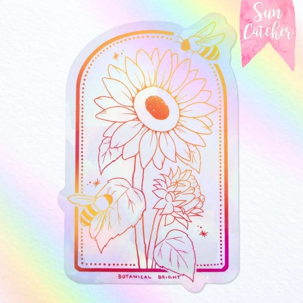 Sunflower & Bee Sun‎ Catcher Rainbow Maker Window Sticker - Indoor Window Decal